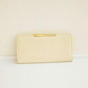 Safe Keepers Ivory Bi-Fold Wallet. Women's Faux Leather Gold Trim